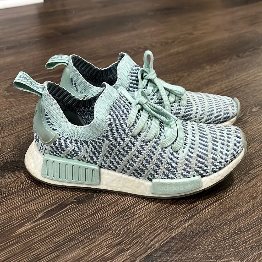 Adidas NMD R1 STLT Primeknit in Ash, Raw Steel and White Size 7